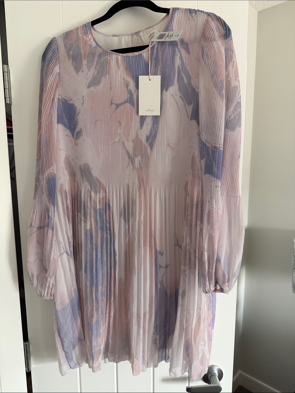 Aritzia- Wilfred Daydreamer Mini Dress - Birch / Soft Iris